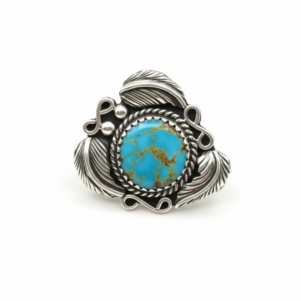 Native Silver And Blue Gem Ring - image 2